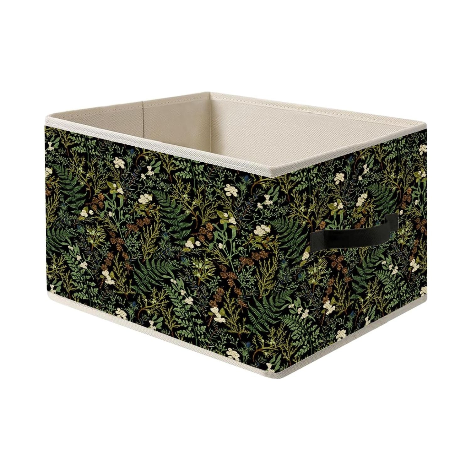 Foldable Storage Bin Box with Handles Vine Floral Organizer Basket