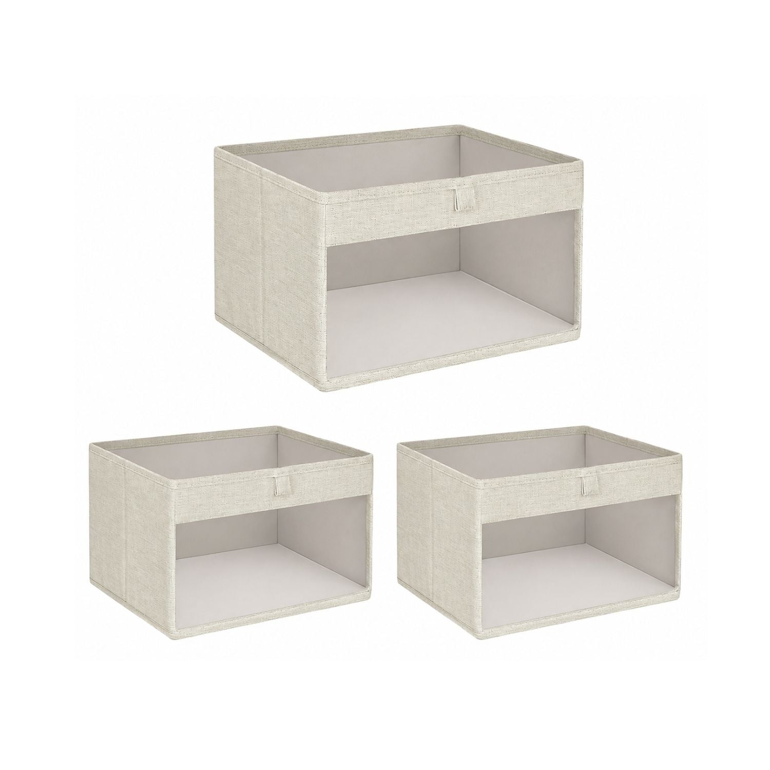 Pack of 3 Large Closet Storage Bins with Clear Window and Handles