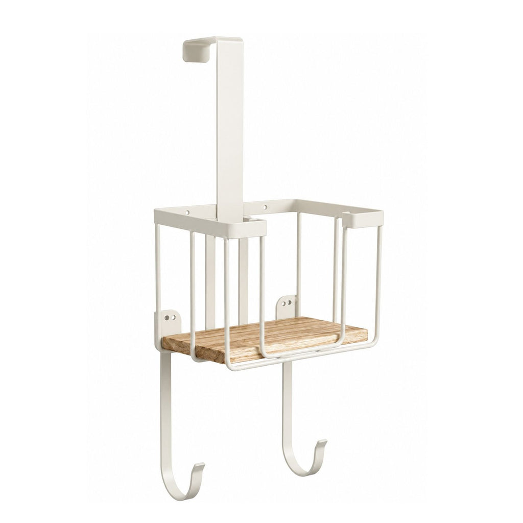 Wall Mount Ironing Board Holder with Storage Basket Over-the-Door Organizer