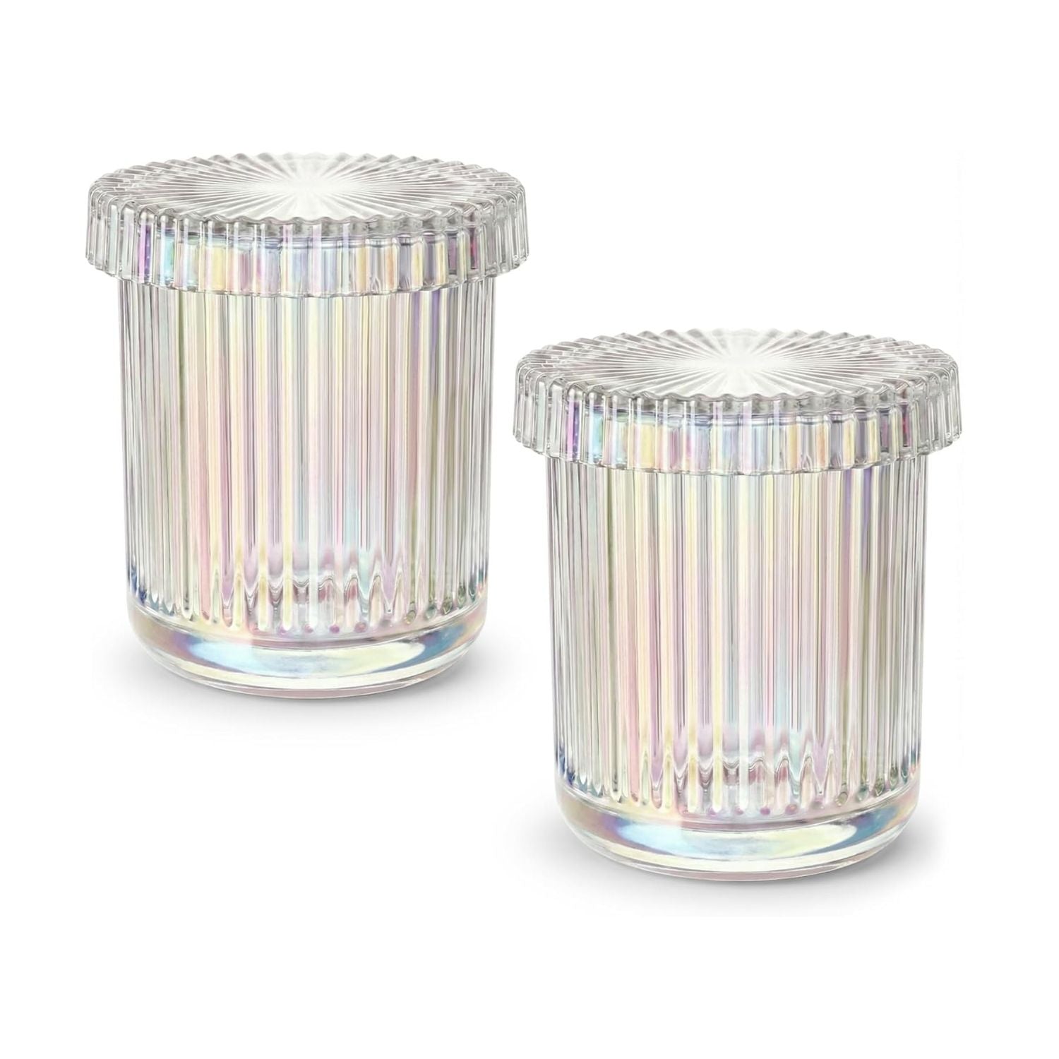 Pack of 2 Glass Apothecary Jars with Lids Bathroom Storage Canister Set