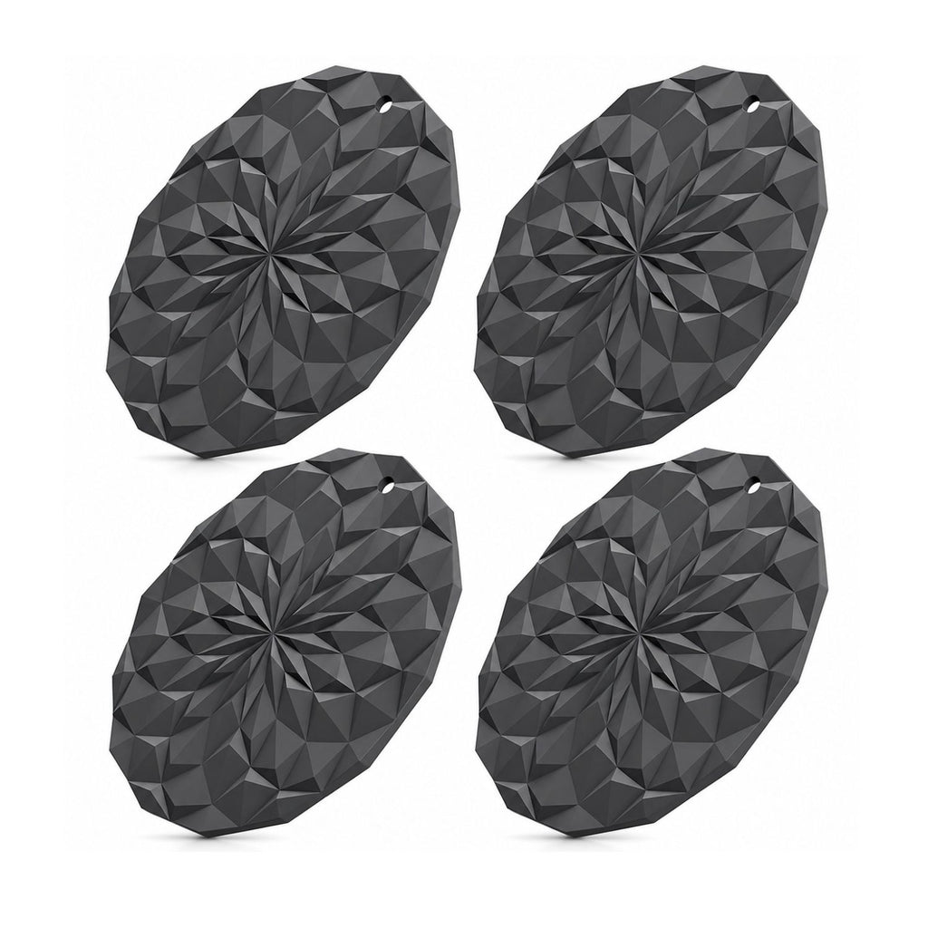 Pack of 4 Silicone Trivet Mats 7.4 Inch Heat Resistant Pot Holders