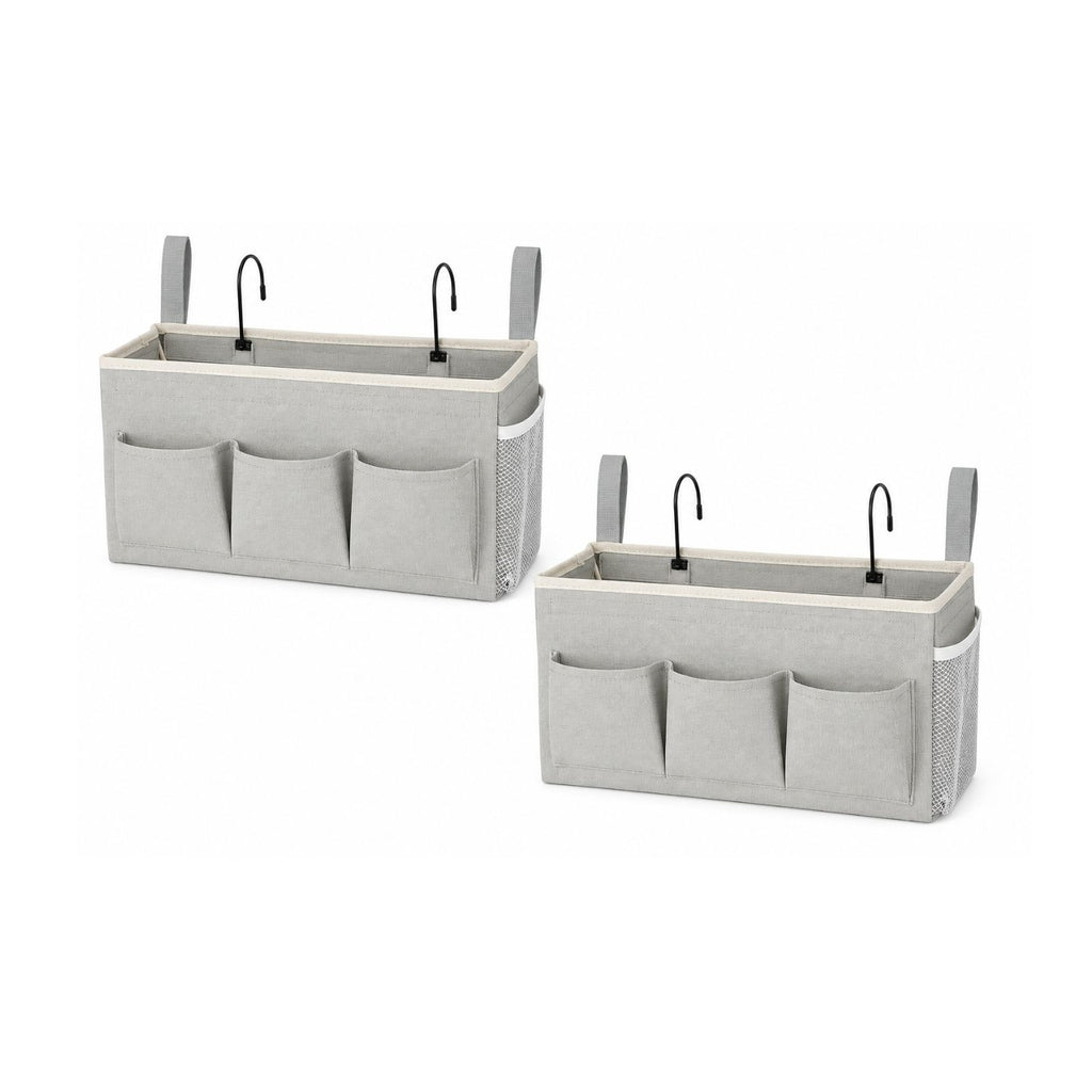Pack of 2 Bedside Caddy Organizer with Water Bottle Holder and Fixed Straps