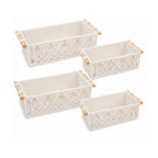 Pack of 4 Macrame Storage Baskets with Wood Handles