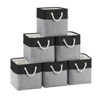 Pack of 6 Cube Storage Bins with Cotton Handles 11 Inch