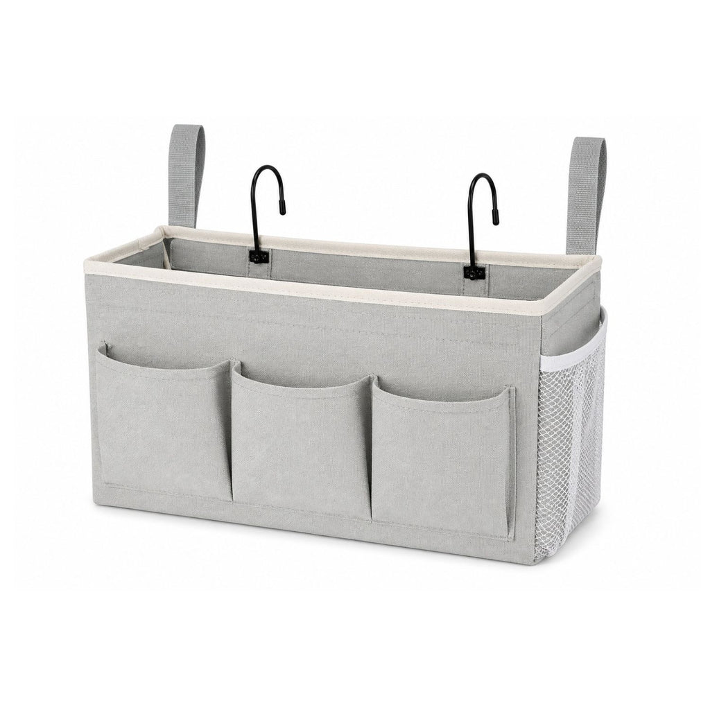 Bedside Caddy Organizer with Water Bottle Holder and Fixed Straps Hanging Storage