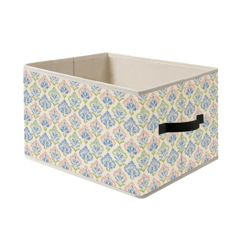Foldable Storage Bin Box with Handles Vine Floral Organizer Basket