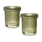 Pack of 2 Glass Apothecary Jars with Lids Bathroom Storage Canister Set