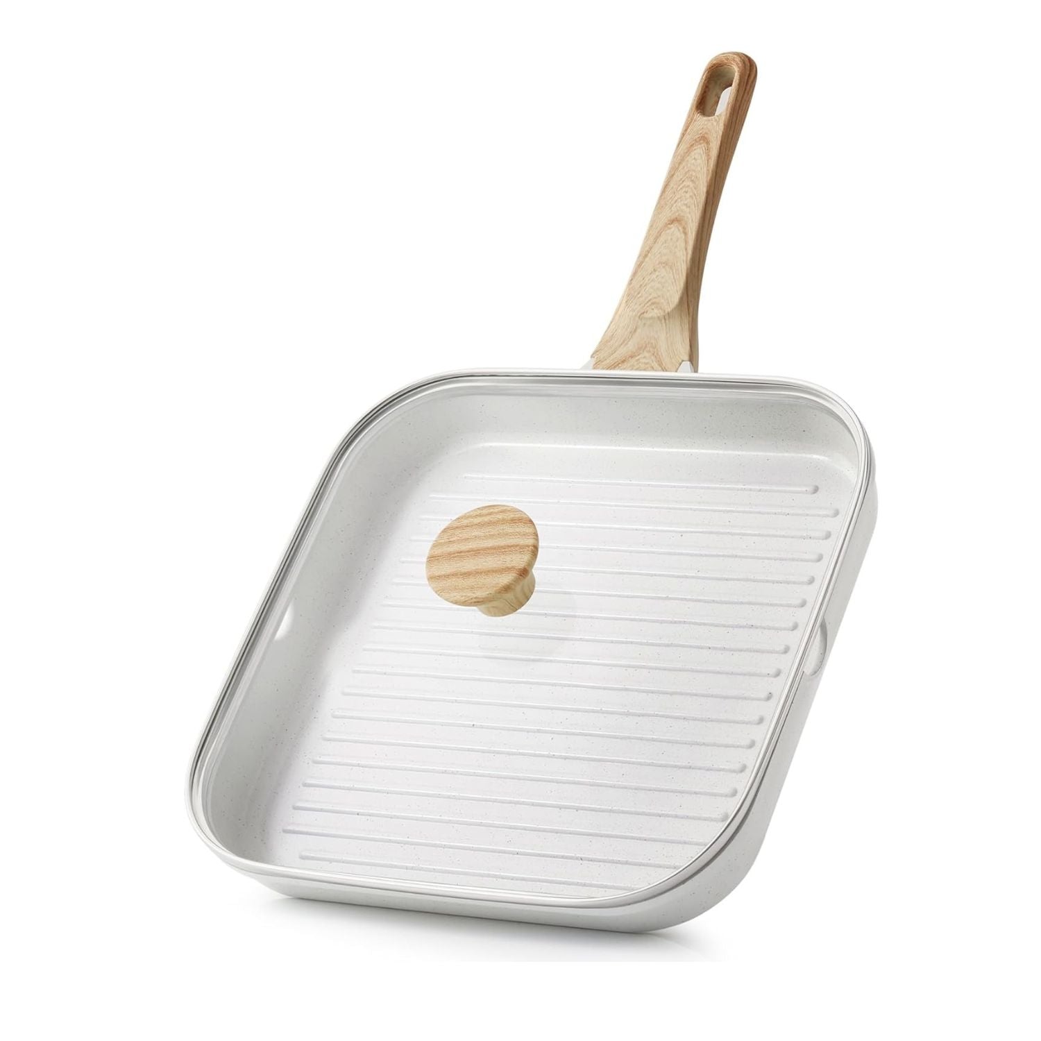 Nonstick Square Grill Pan with Pour Spouts for Stovetop