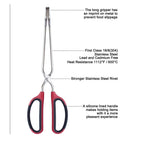 Stainless Steel Scissor Tongs with Comfort Grip Handle for Cooking