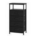LED Nightstand with Charging Station 4 Fabric Drawers