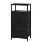LED Nightstand with Charging Station 4 Fabric Drawers