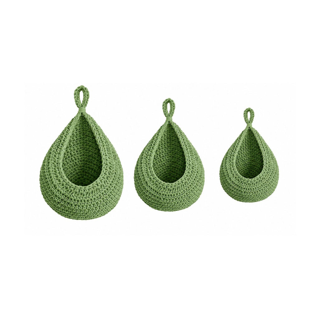 Pack of 3 Wall Hanging Fruit Baskets Woven Storage with 6 Hooks