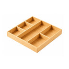 Bamboo Desk Drawer Organizer with Adjustable Dividers Wood Storage Tray