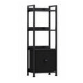 Narrow Bookshelf with Fabric Drawer Bookcase Open Storage Organizer