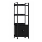 Narrow Bookshelf with Fabric Drawer Bookcase Open Storage Organizer