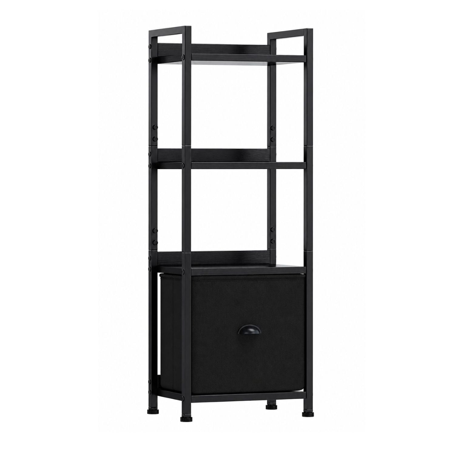 Narrow Bookshelf with Fabric Drawer Bookcase Open Storage Organizer