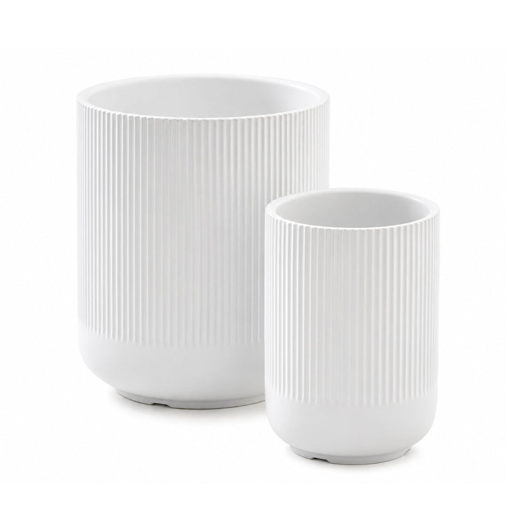 Ceramic Utensil Holder Set for Kitchen Counter Fluted Crock Organizers