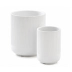 Ceramic Utensil Holder Set for Kitchen Counter Fluted Crock Organizers