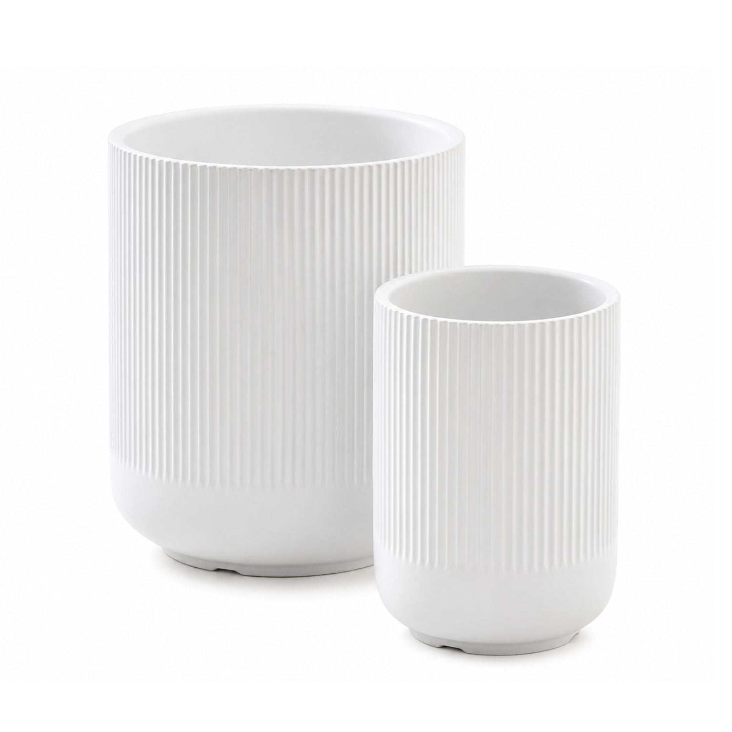 Ceramic Utensil Holder Set for Kitchen Counter Fluted Crock Organizers