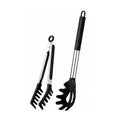 Silicone Spaghetti Spoon and Pasta Tong Set with Stainless Steel Handle