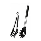 Silicone Spaghetti Spoon and Pasta Tong Set with Stainless Steel Handle