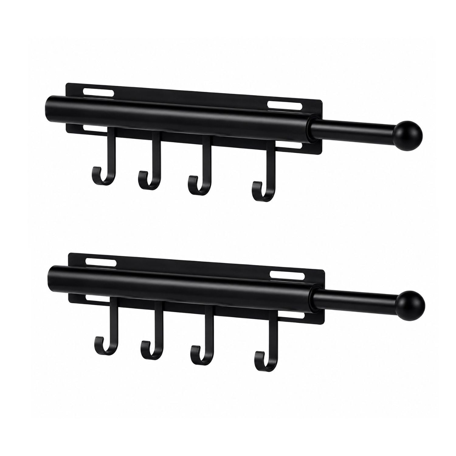 Pull Out Closet Valet Rod with 4 Hooks Black Space-Saving Organizer 12 Inch