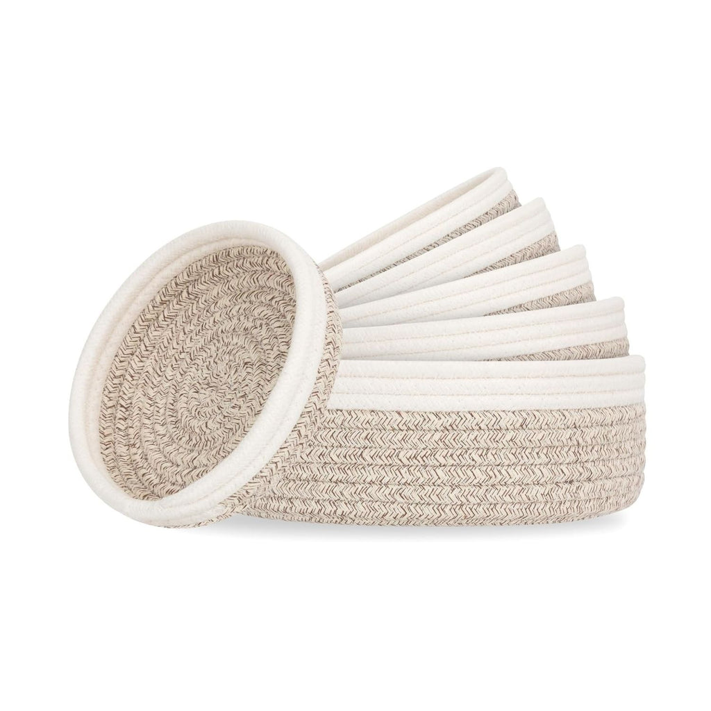 Pack of 6 Small Cotton Rope Storage Baskets Decorative Woven Organizer Bins