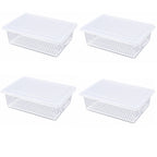 Pack of 4 Food Storage Containers with Removable Drain Tray and Lids
