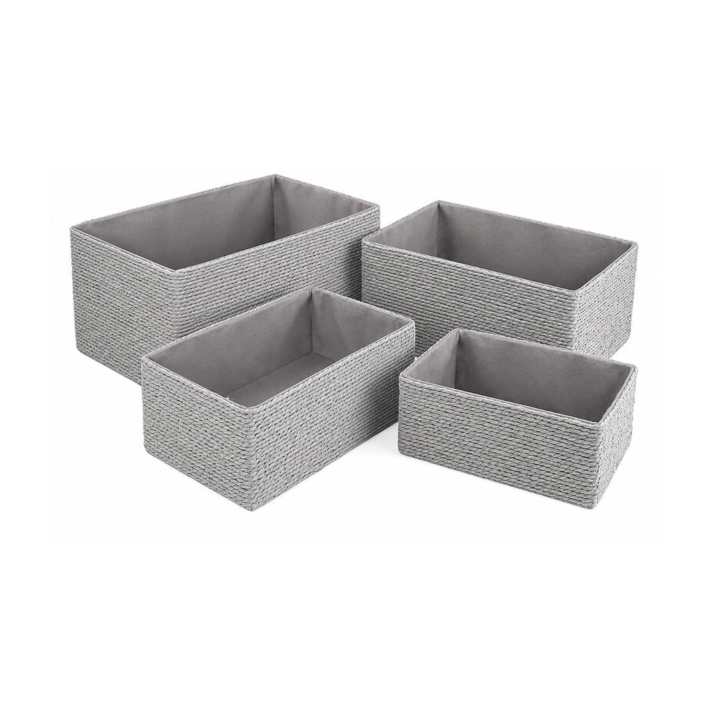 Pack of 4 Stackable Woven Storage Baskets Paper Rope Organizer Bins