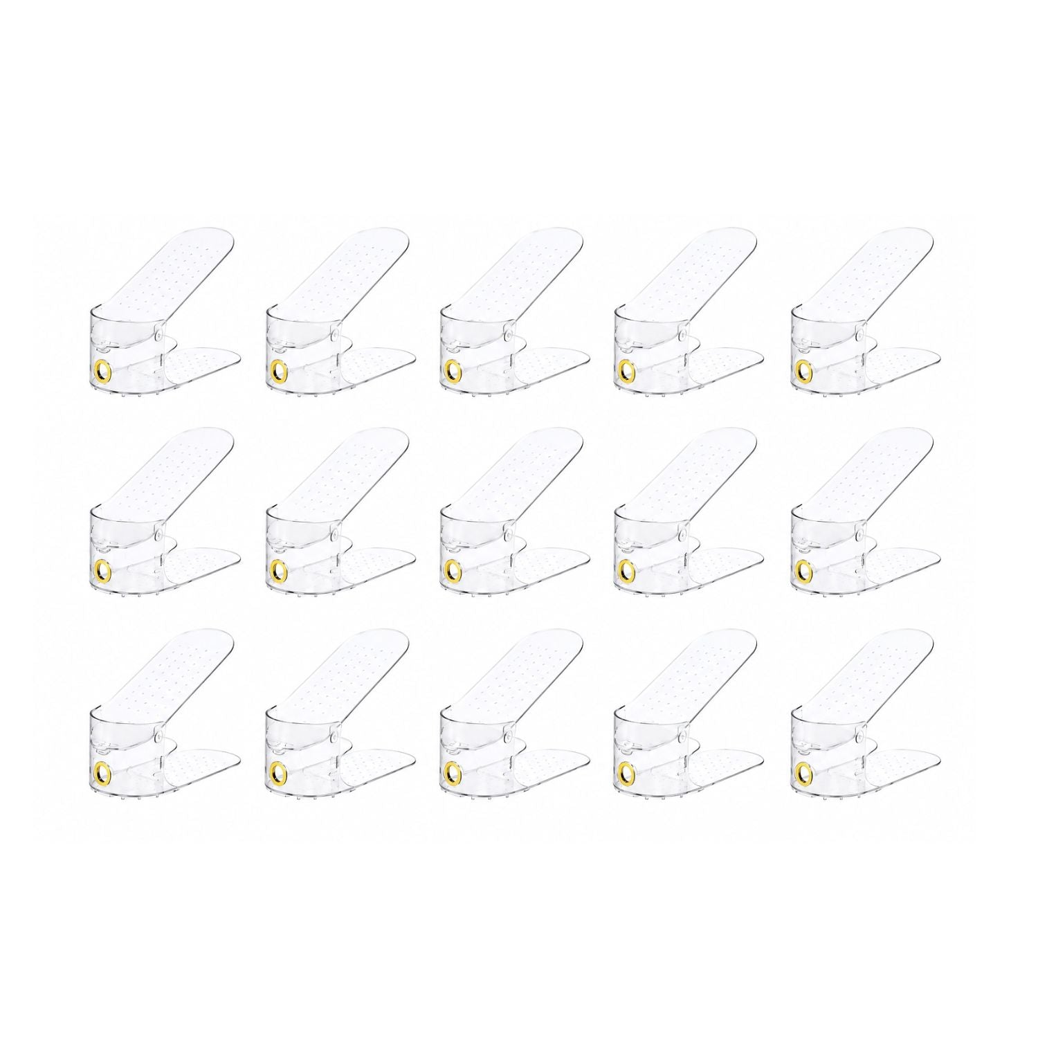 Pack of 15 Adjustable Shoe Slots Organizer Clear Double Layer Shoe Stackers Space