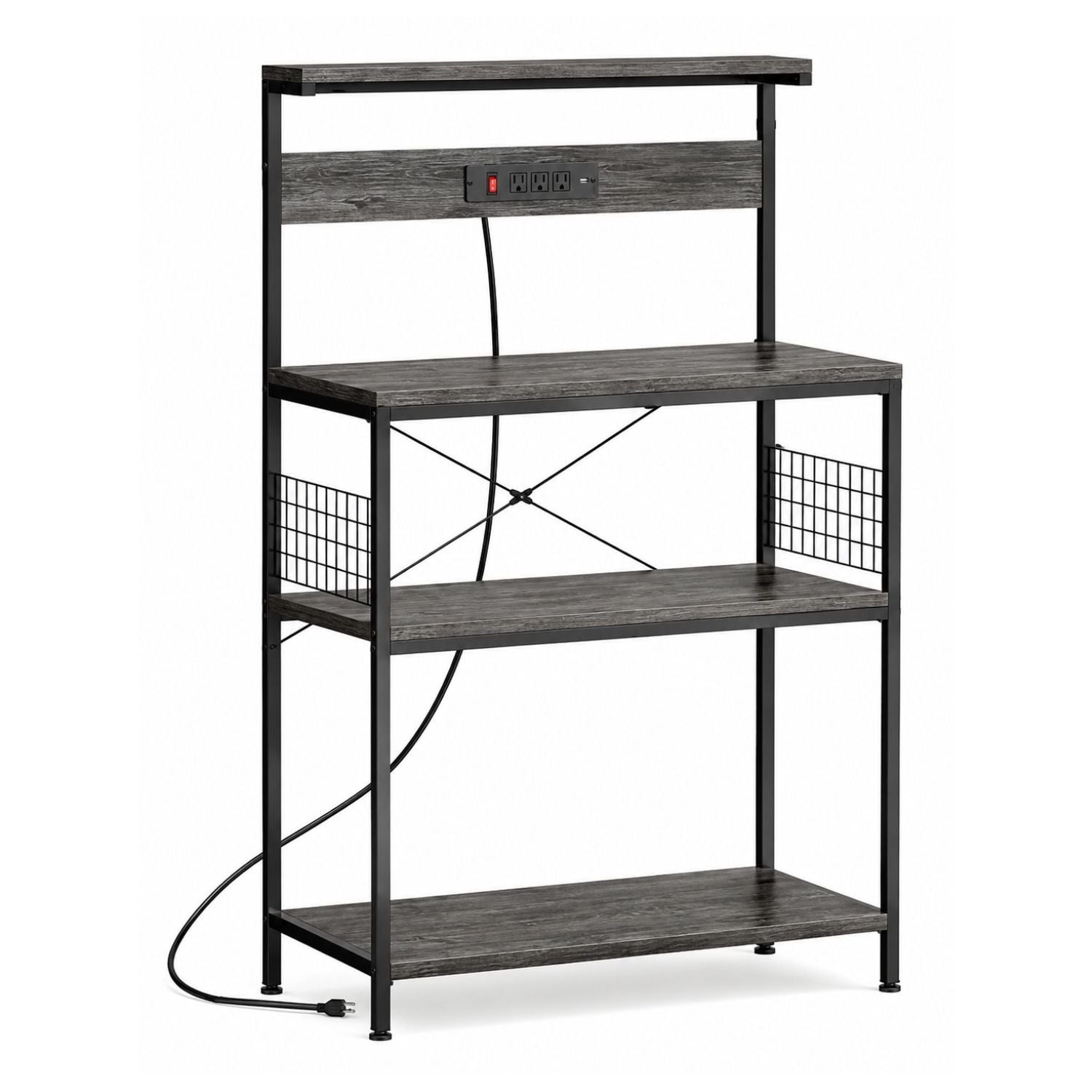 4Tier Microwave Stand Kitchen Baker’s Rack with Power Outlet