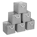 Pack of 6 Cube Storage Bins with Cotton Handles 11 Inch