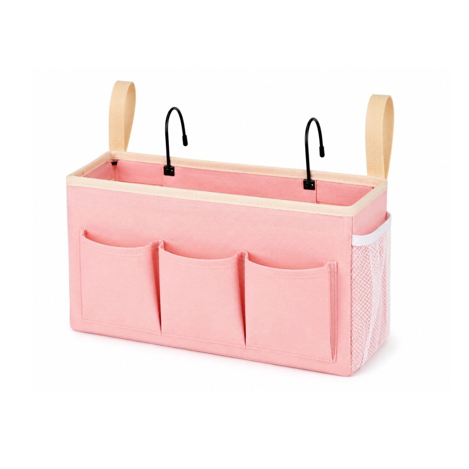 Bedside Caddy Organizer with Water Bottle Holder and Fixed Straps Hanging Storage