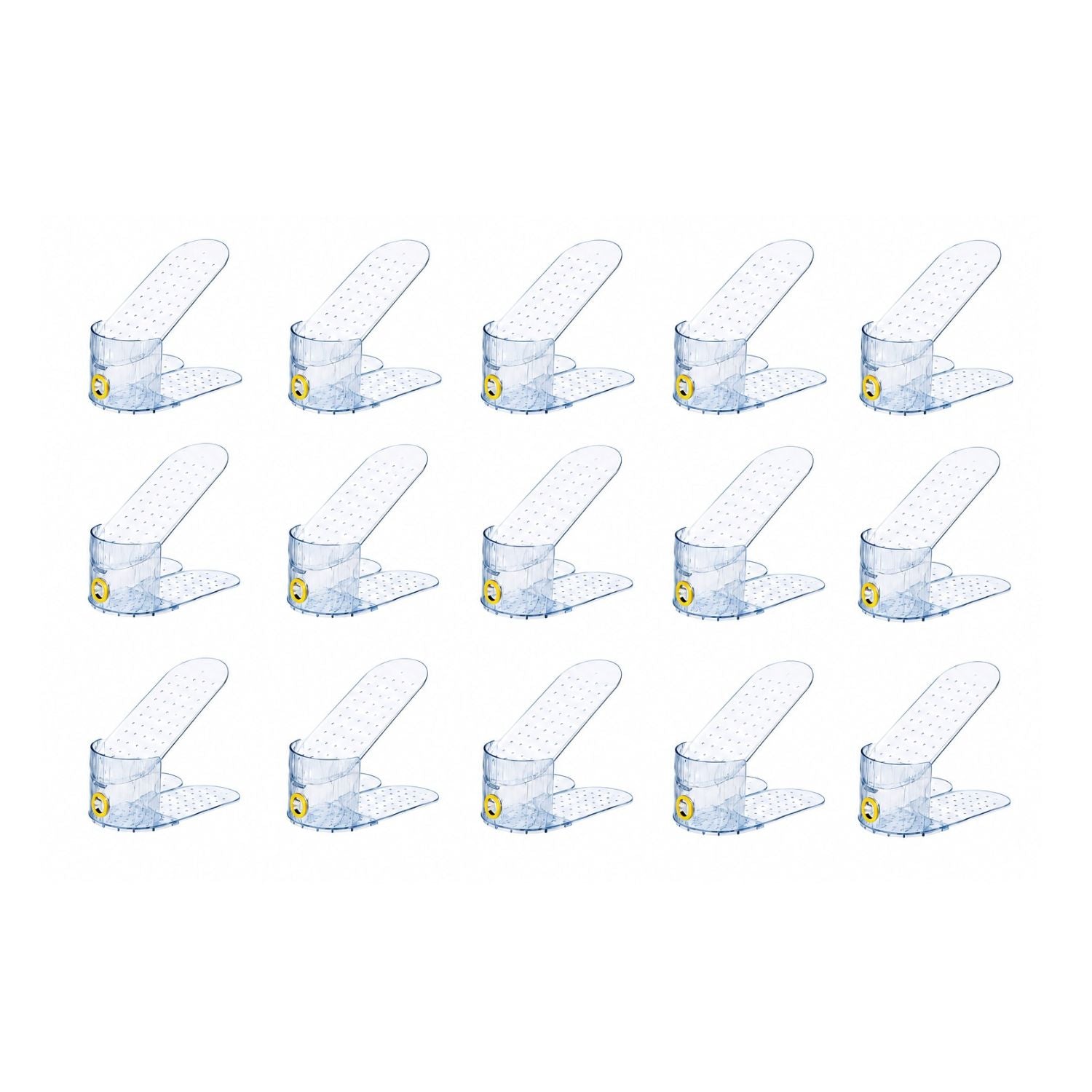 Pack of 15 Adjustable Shoe Slots Organizer Clear Double Layer Shoe Stackers Space