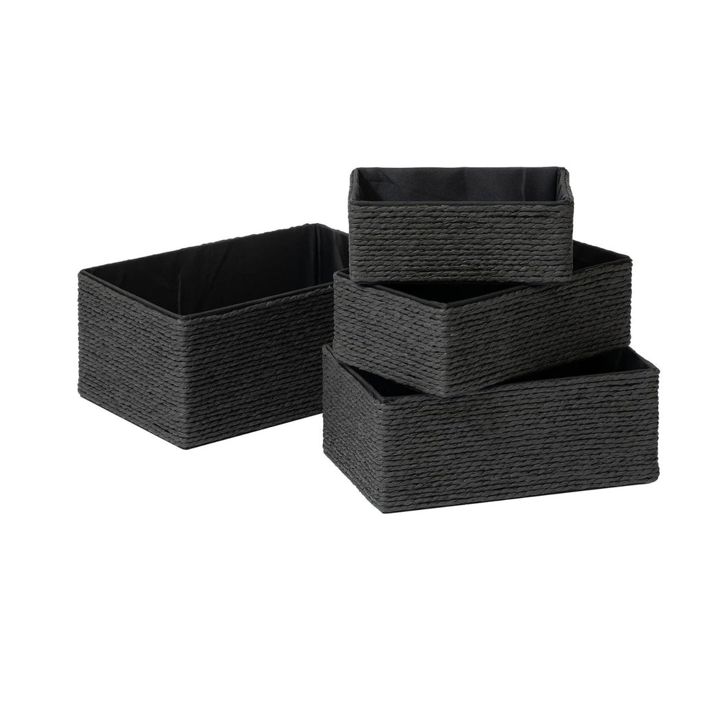 Pack of 4 Stackable Woven Storage Baskets Paper Rope Organizer Bins
