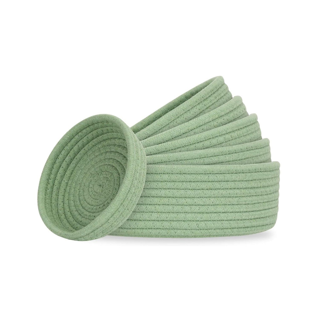 Pack of 6 Small Cotton Rope Storage Baskets Decorative Woven Organizer Bins