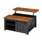 Wooden Lift Top Coffee Table Farmhouse Living Room Center Table with Hidden Storage Compartment