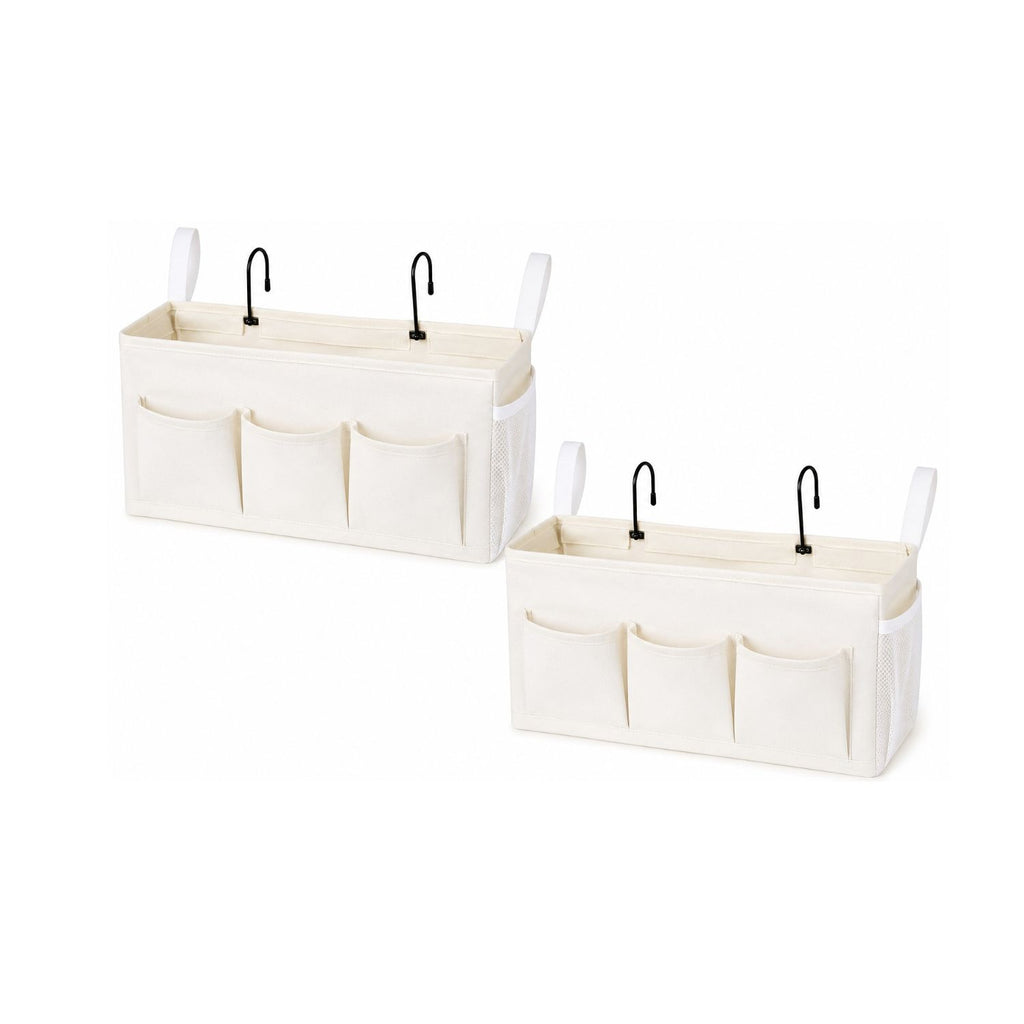 Pack of 2 Bedside Caddy Organizer with Water Bottle Holder and Fixed Straps