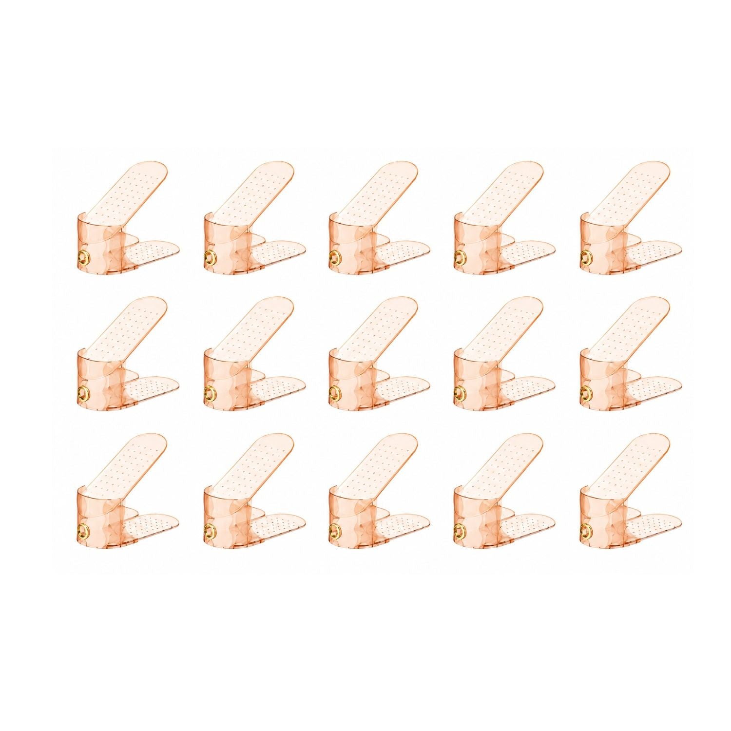 Pack of 15 Adjustable Shoe Slots Organizer Clear Double Layer Shoe Stackers Space
