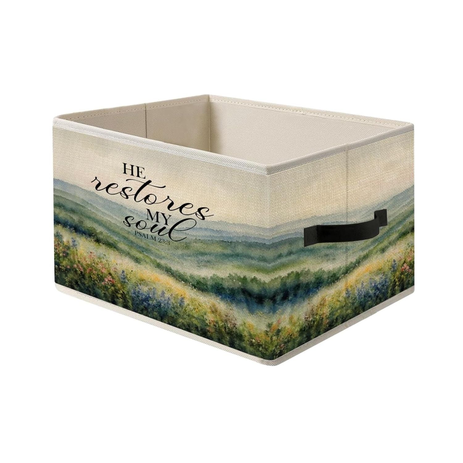Foldable Storage Bin Box with Handles Vine Floral Organizer Basket