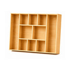 Bamboo Desk Drawer Organizer with Adjustable Dividers Wood Storage Tray