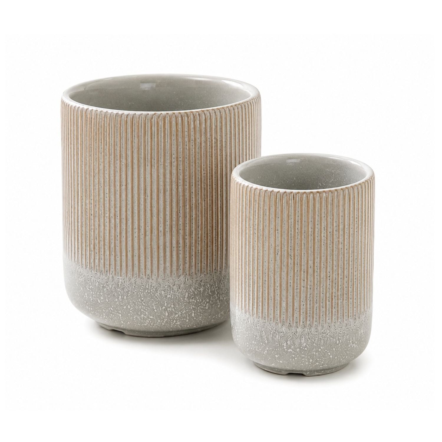 Ceramic Utensil Holder Set for Kitchen Counter Fluted Crock Organizers