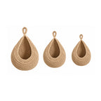 Pack of 3 Wall Hanging Fruit Baskets Woven Storage with 6 Hooks