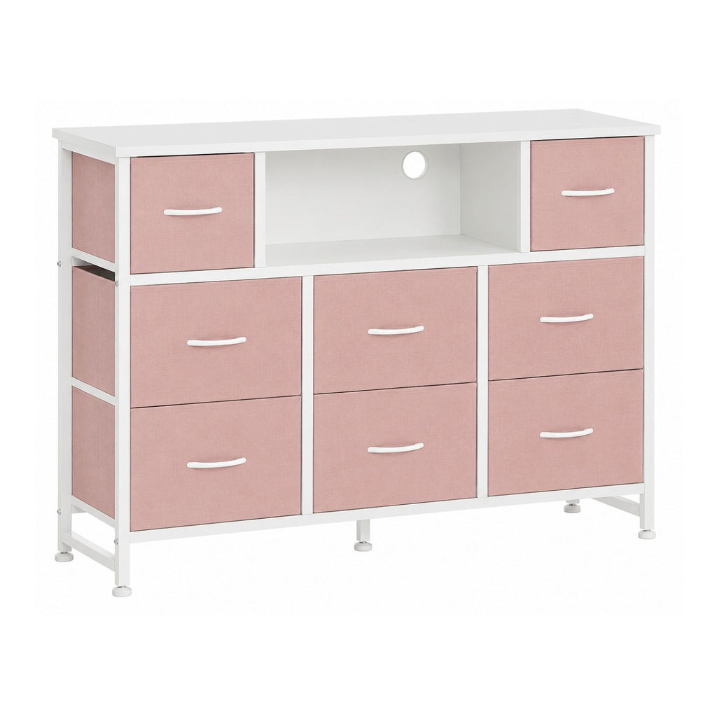47 Inch TV Stand with 8 Fabric Drawers Power Outlet TV Console for 32-45 Inch TVs