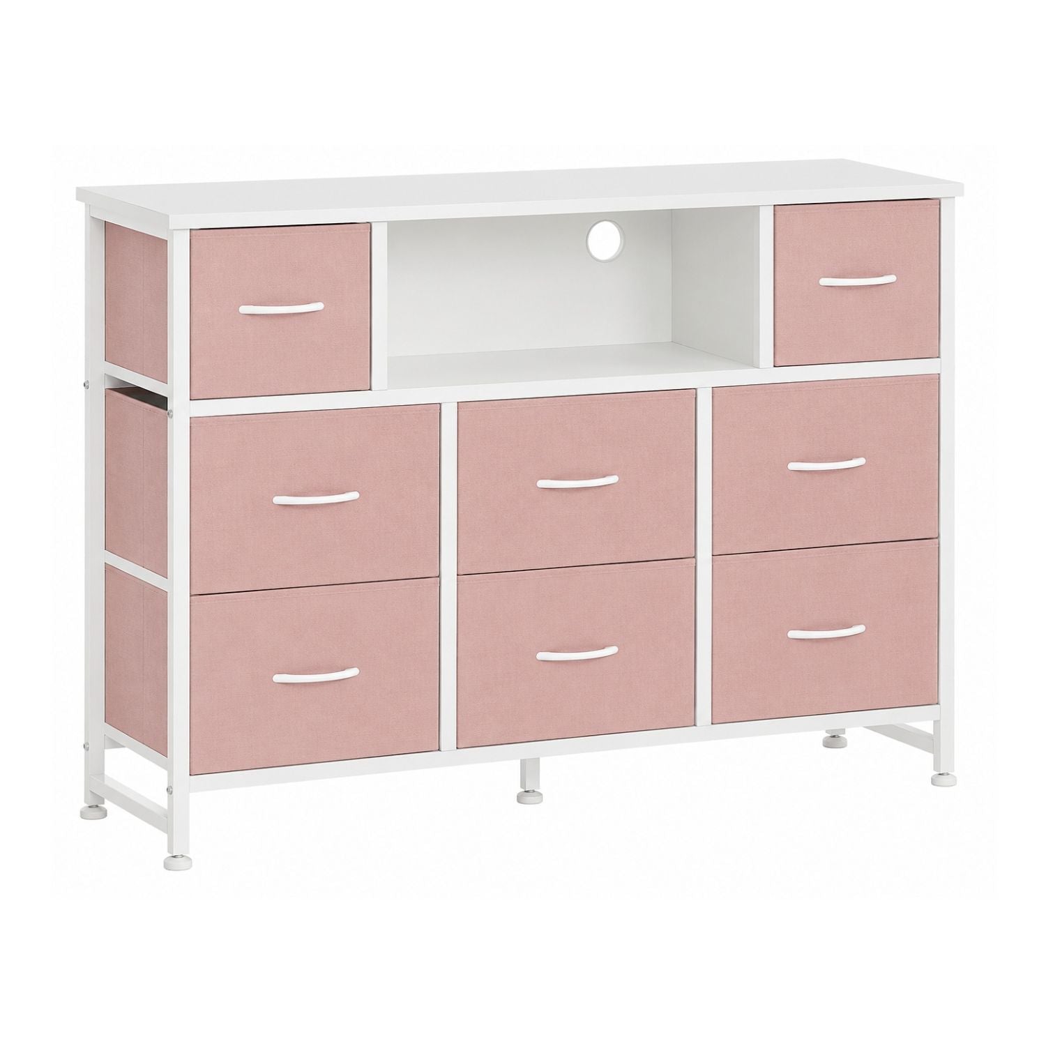 47 Inch TV Stand with 8 Fabric Drawers Power Outlet TV Console for 32-45 Inch TVs