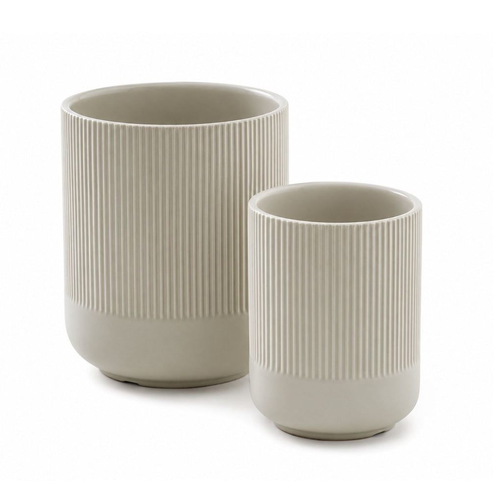 Ceramic Utensil Holder Set for Kitchen Counter Fluted Crock Organizers