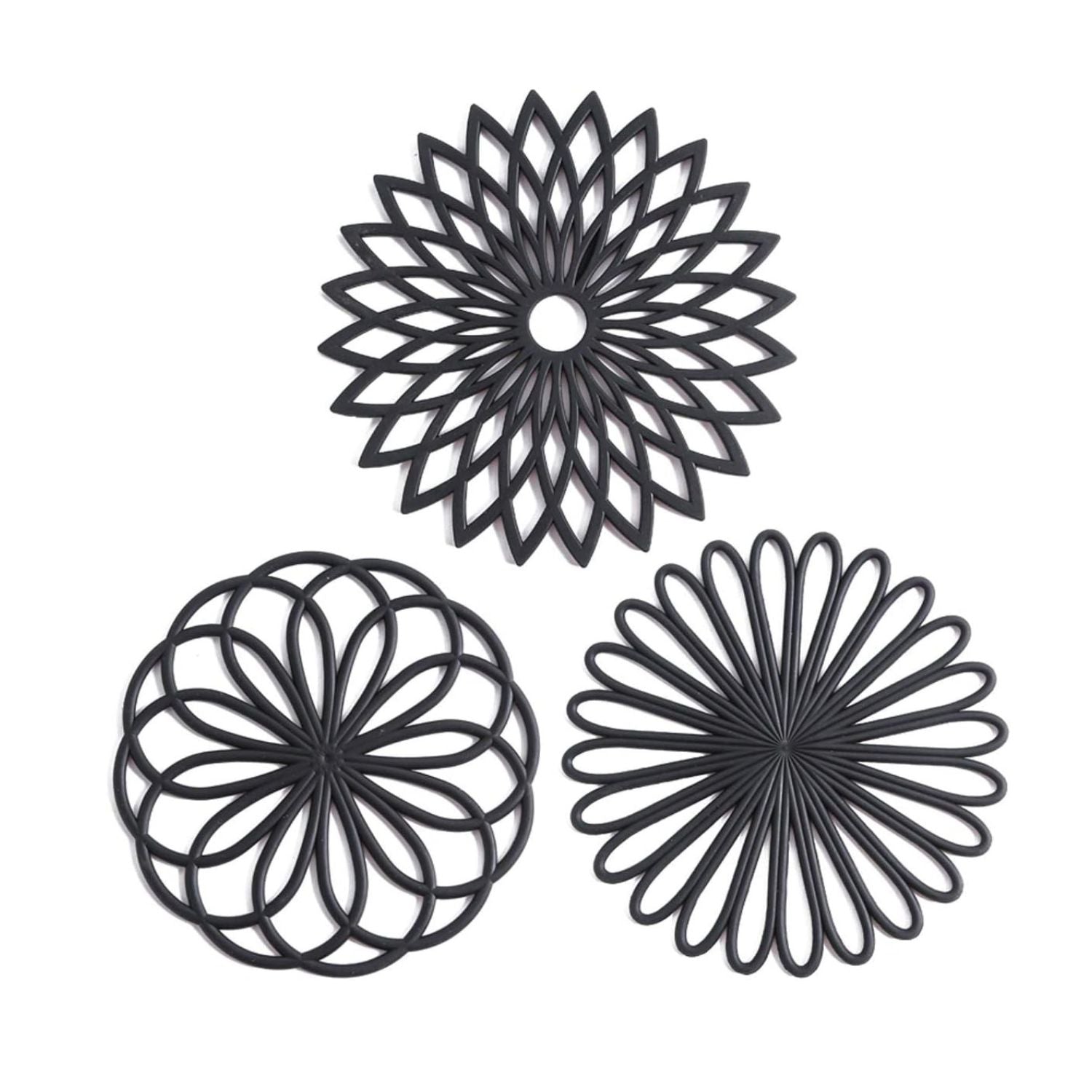 Pack of 3 Silicone Trivet Mats Non-Slip Heat Resistant Hot Pads
