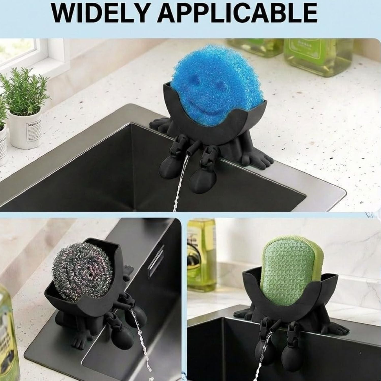 Creative 3D Printed Sponge Holder with Traceless Adhesive for Kitchen Sink