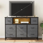 47 Inch TV Stand with 8 Fabric Drawers Power Outlet TV Console for 32-45 Inch TVs