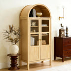 4Tier Arched Display Cabinet with Glass Doors and 4 Drawers